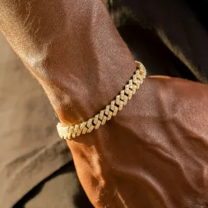 Straight Edge Diamond Cuban Bracelet 8mm