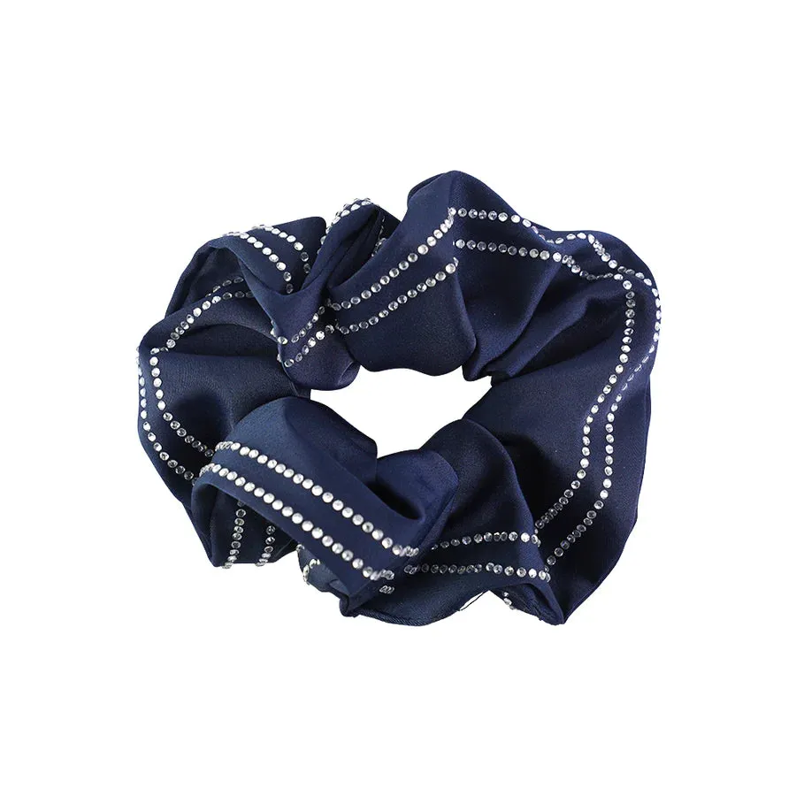 STRIPE TWO ROW CRYSTAL SCRUNCHIE  BUNDLE OF 5