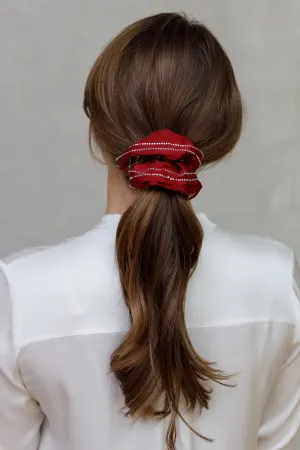 STRIPE TWO ROW CRYSTAL SCRUNCHIE  BUNDLE OF 5