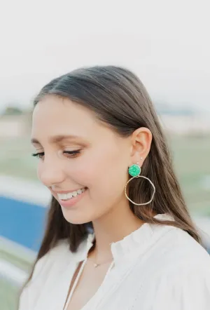Taylor Shaye Glitter Top Hoop Earrings - Green