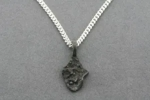 Textured oxidized silver pendant - small on 45 cm link chain