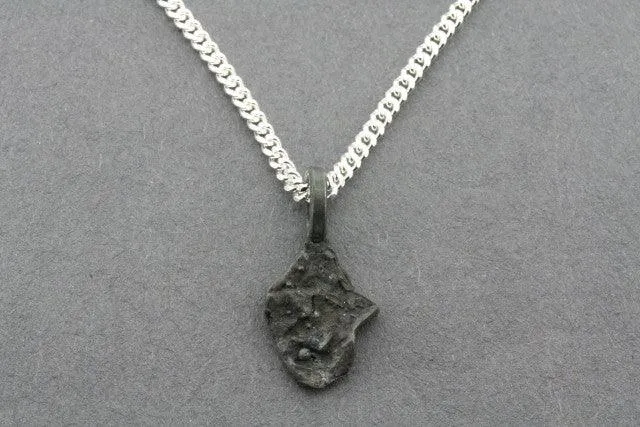 Textured oxidized silver pendant - small on 45 cm link chain