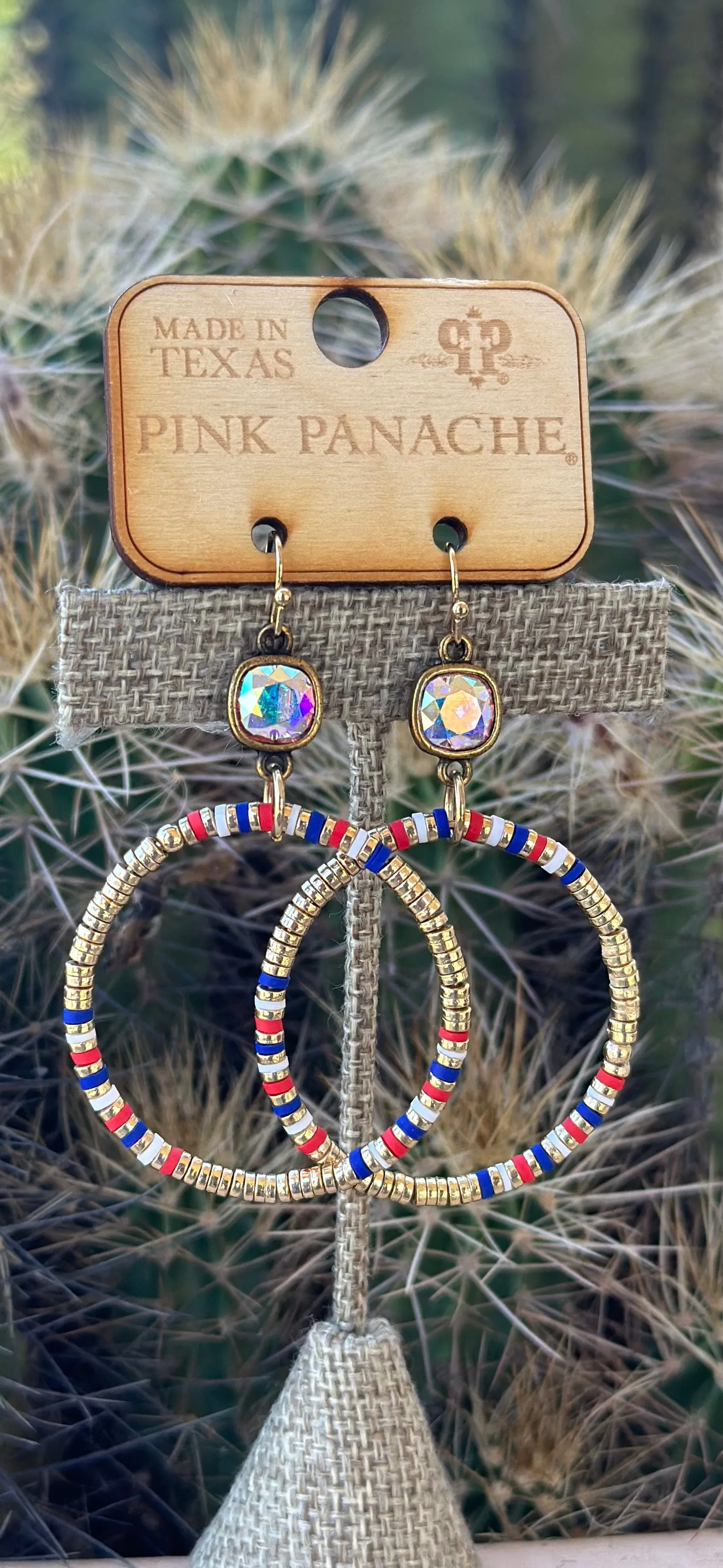 The Pink Panache Red, Blue, & Gold Necklace & Earring Set