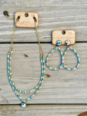 The Summer Blues Pink Panache Necklace & Earring Set