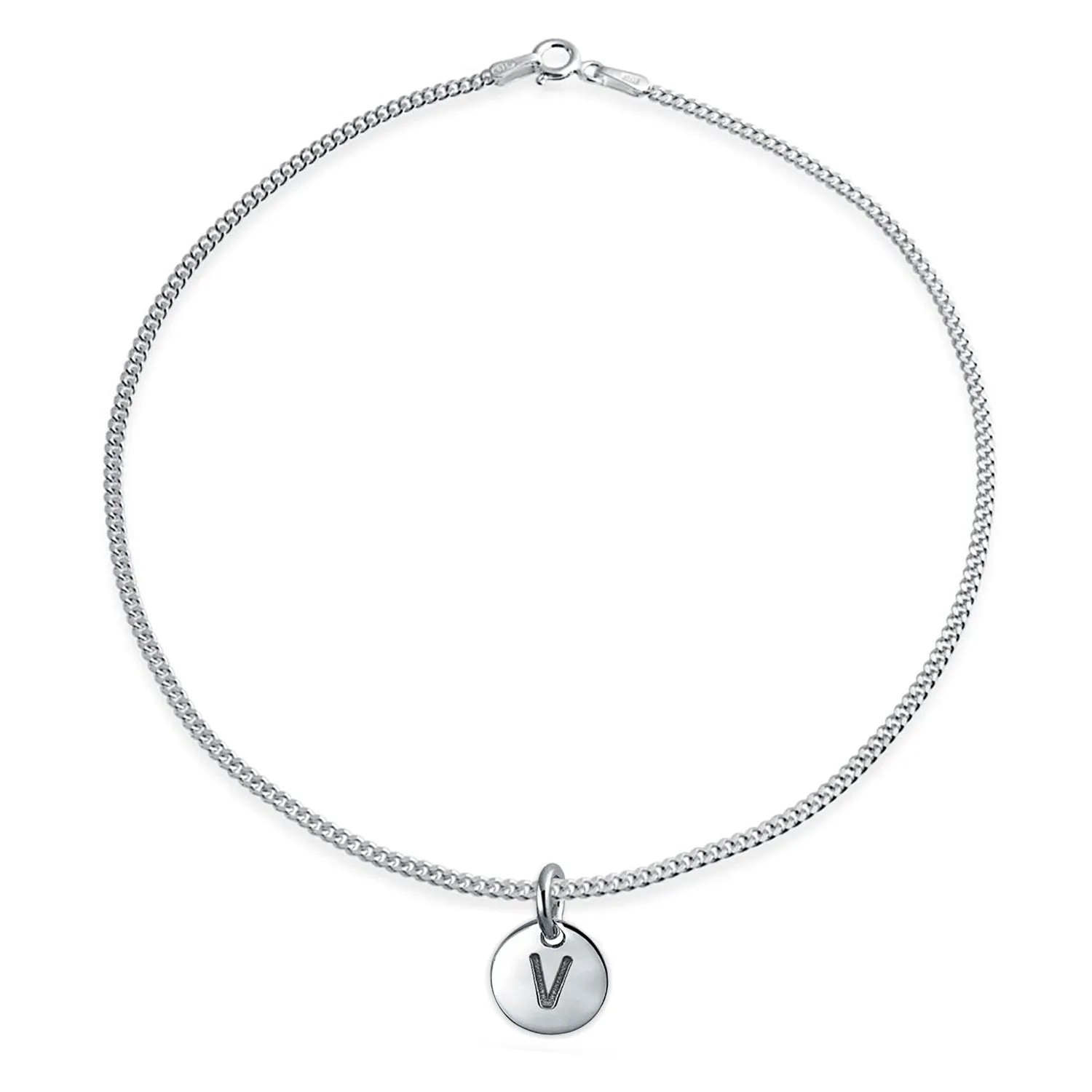 Tiny Minimalist ABC Block Letter Anklet Ankle Bracelet Sterling Silver
