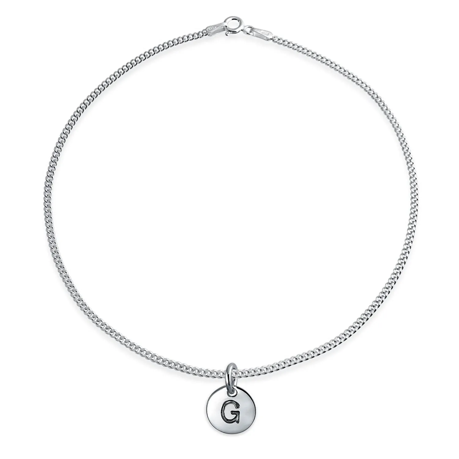 Tiny Minimalist ABC Block Letter Anklet Ankle Bracelet Sterling Silver