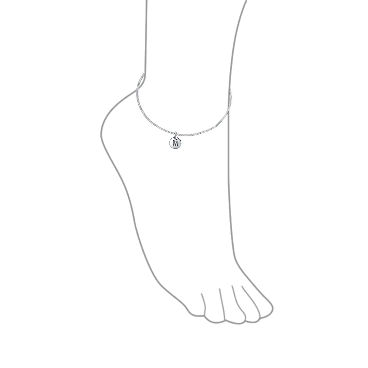 Tiny Minimalist ABC Block Letter Anklet Ankle Bracelet Sterling Silver
