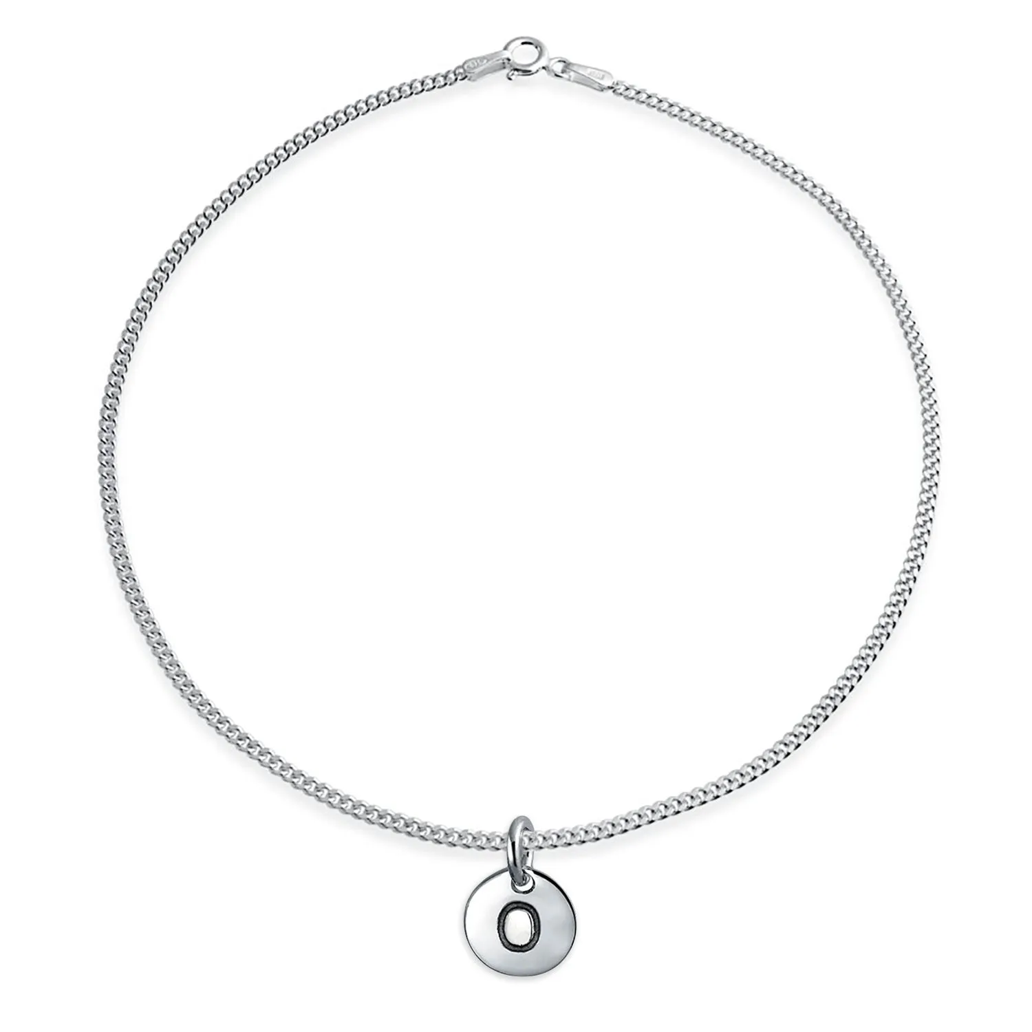 Tiny Minimalist ABC Block Letter Anklet Ankle Bracelet Sterling Silver