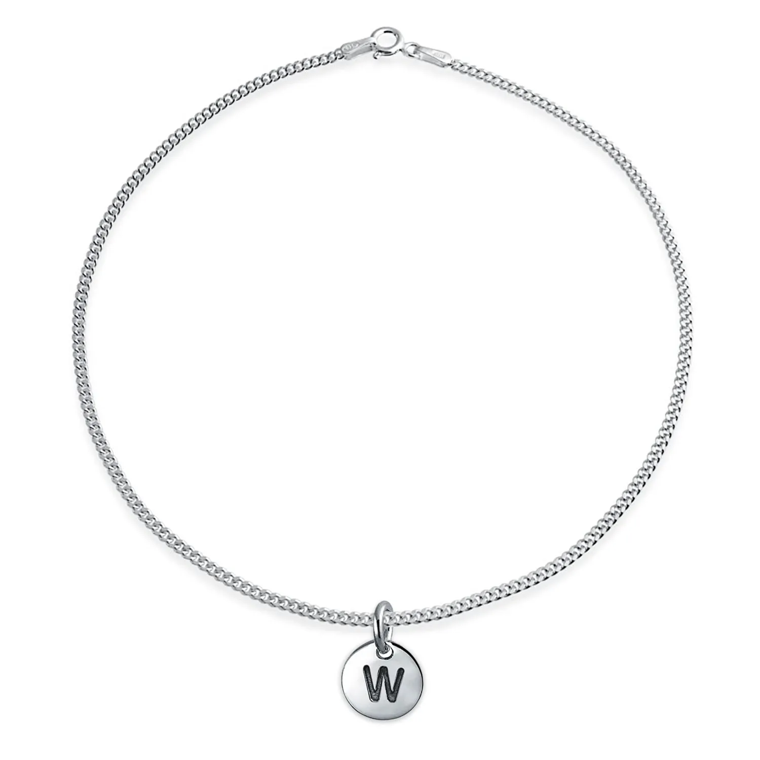 Tiny Minimalist ABC Block Letter Anklet Ankle Bracelet Sterling Silver