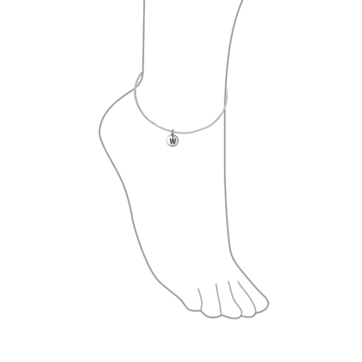 Tiny Minimalist ABC Block Letter Anklet Ankle Bracelet Sterling Silver