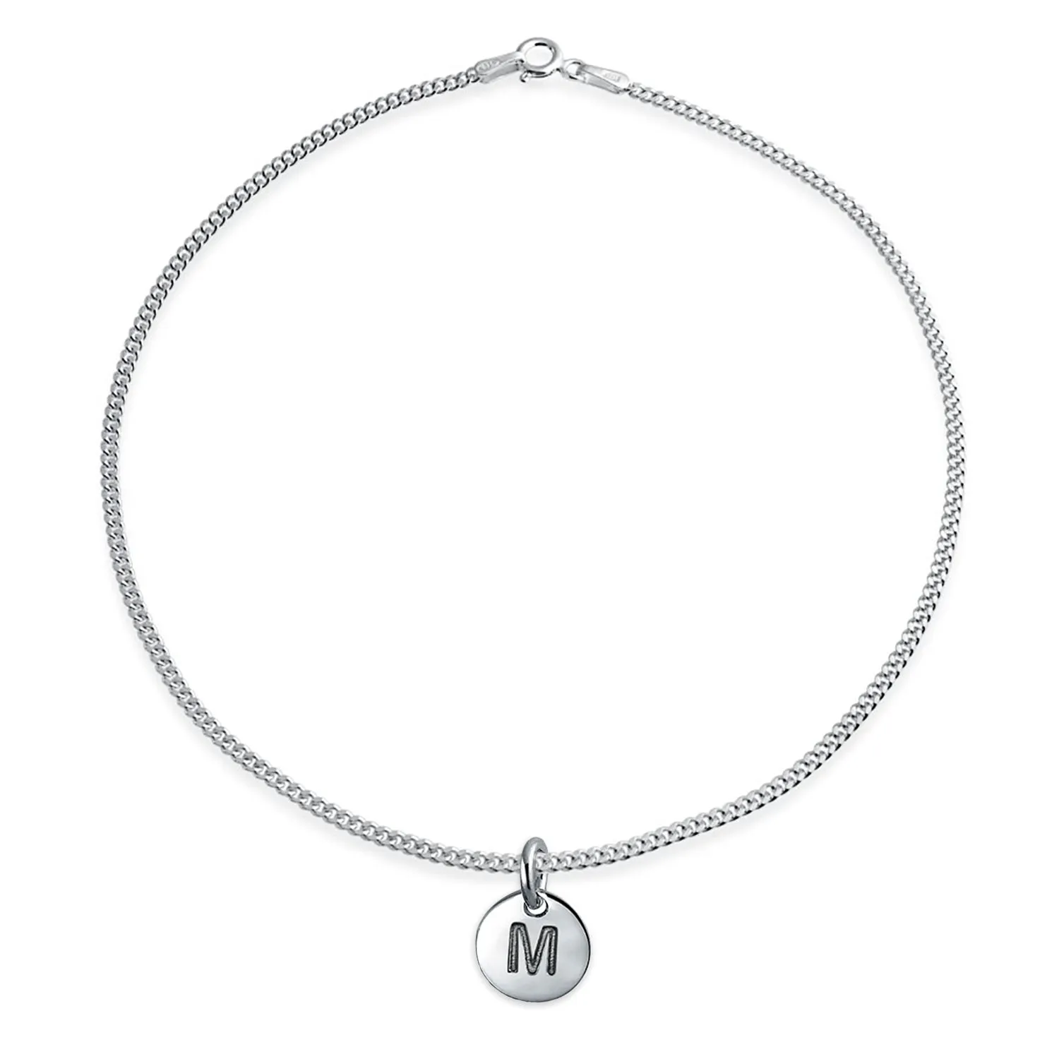 Tiny Minimalist ABC Block Letter Anklet Ankle Bracelet Sterling Silver
