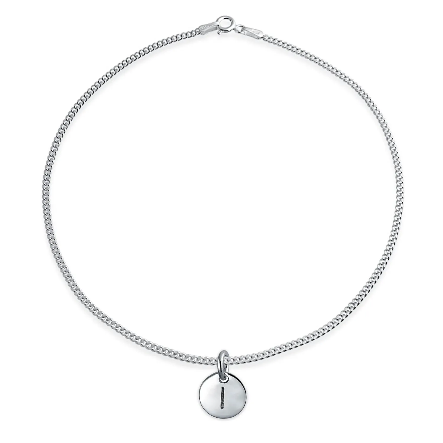 Tiny Minimalist ABC Block Letter Anklet Ankle Bracelet Sterling Silver