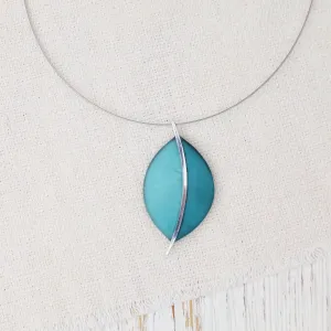 Two Tone Teal Leaf Pendant