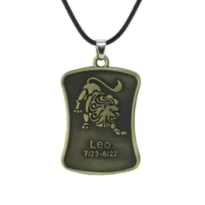 Vintage Bronze Zodiac Sign Pendant Necklace