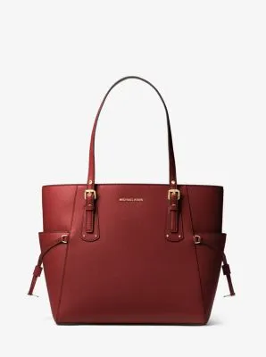 Voyager Small Crossgrain Leather Tote Bag