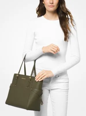 Voyager Small Crossgrain Leather Tote Bag