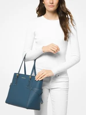 Voyager Small Crossgrain Leather Tote Bag