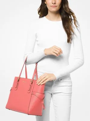 Voyager Small Crossgrain Leather Tote Bag