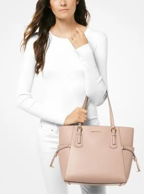 Voyager Small Crossgrain Leather Tote Bag