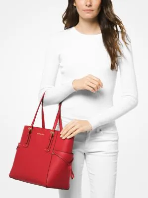 Voyager Small Crossgrain Leather Tote Bag