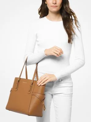 Voyager Small Crossgrain Leather Tote Bag