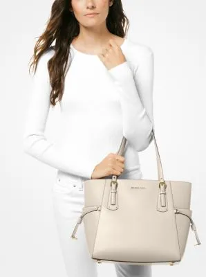 Voyager Small Crossgrain Leather Tote Bag