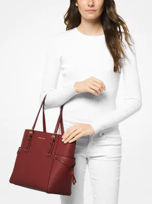 Voyager Small Crossgrain Leather Tote Bag