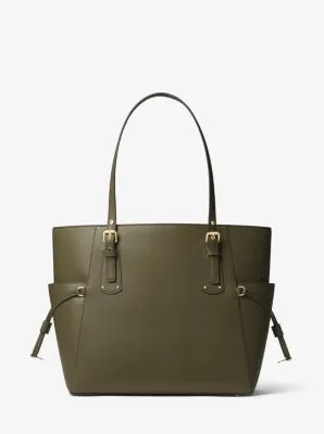 Voyager Small Crossgrain Leather Tote Bag