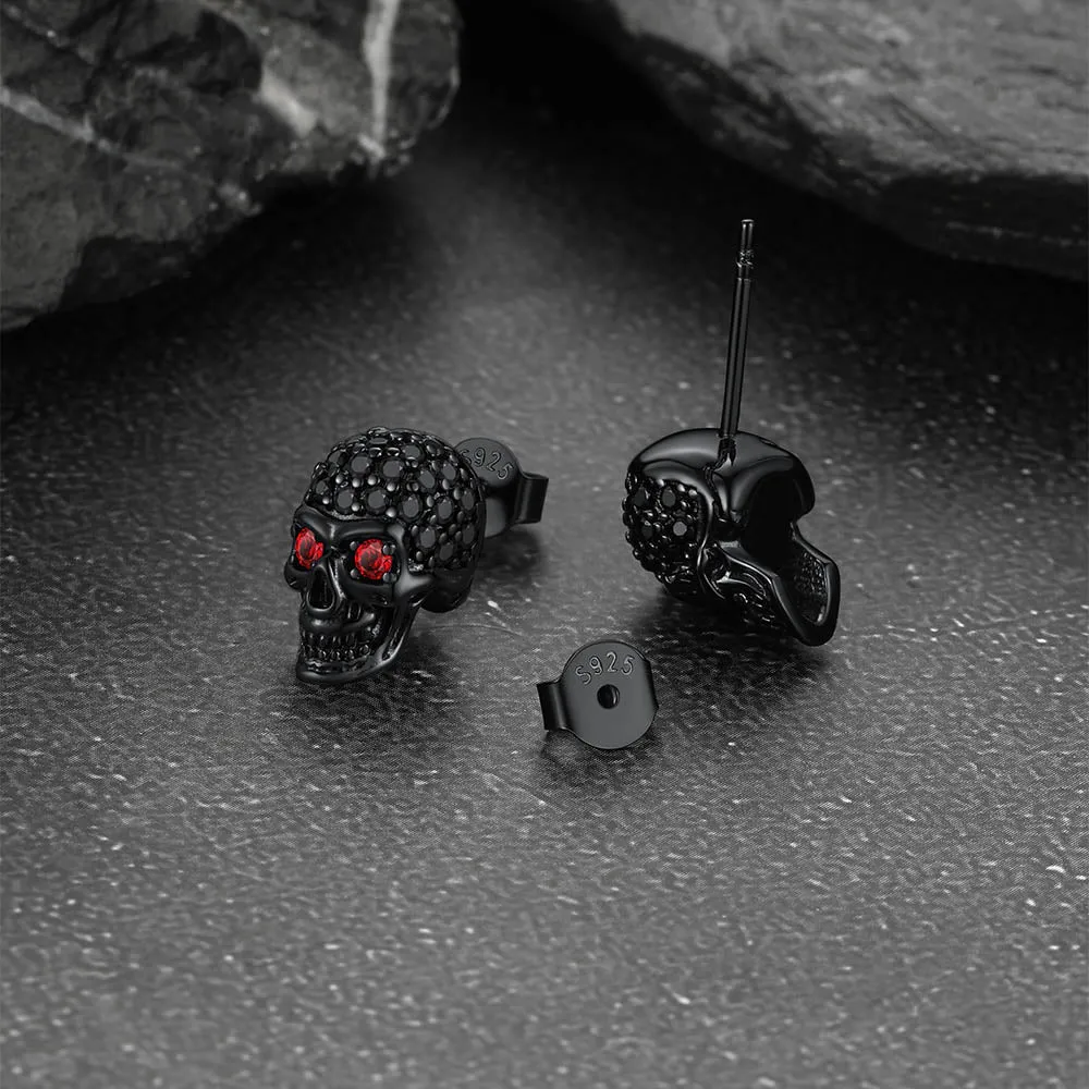 Zirconia Gothic Skull Stud Earrings For Men